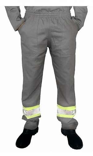 calça de brim com faixa refletiva calça de brim com faixa refletiva